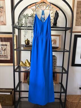 J.Crew Racerback Maxi Dress Blue Size 0 NWT Sleeveless V-